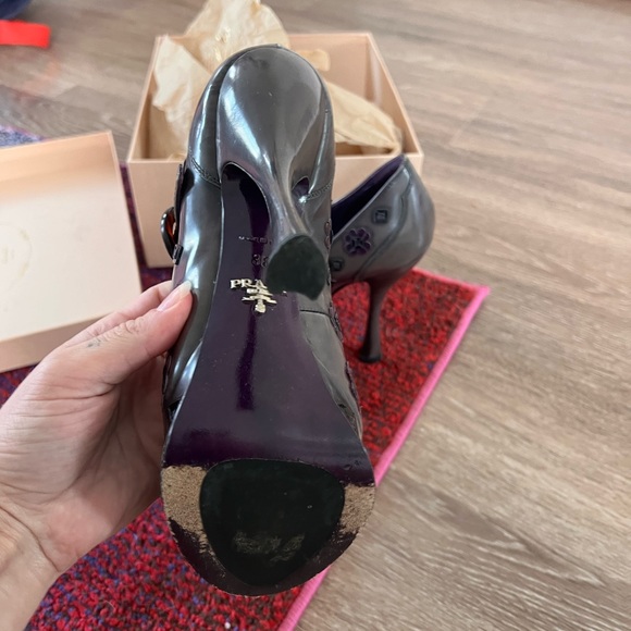 Prada fall 2012 purple flower platform heels, sz 38 - Picture 3 of 3